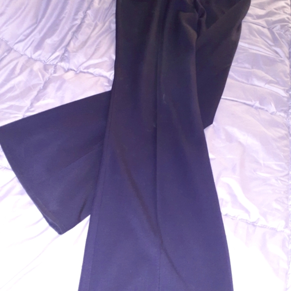Navy dressy pants, poly/wool slight stretch